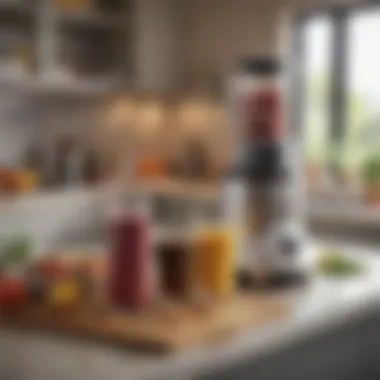 A well-organized kitchen counter with smoothie-making equipment