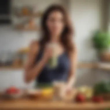 Savoring Nutritional Bliss at Home A mother enjoying a healthy smoothie while relaxing at home