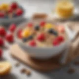 A bowl of oats topped with fresh fruits and nuts, symbolizing a nutritious breakfast.