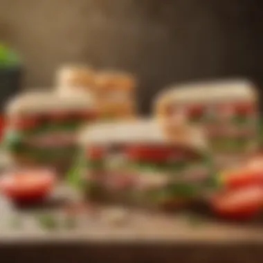 Nutritional information displayed on a table alongside various sandwich options suitable for diabetics.