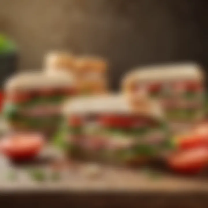 Nutritional information displayed on a table alongside various sandwich options suitable for diabetics.