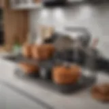 Elegant pan organizer rack showcasing multiple cookware layers