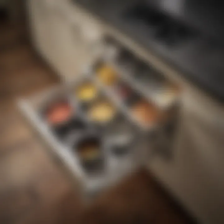Illustration of a well-organized cabinet with a pan rack