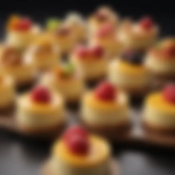 An assortment of flavored Japanese jiggly cheesecakes in a vibrant display.