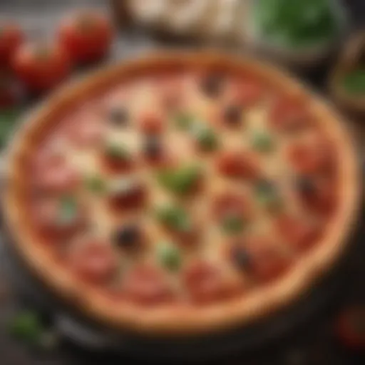 Delicious personal pan pizza topped with fresh ingredients