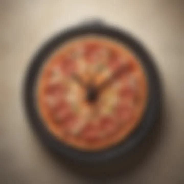 A clock indicating fast delivery times for pizza