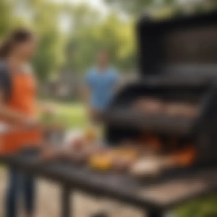 A vibrant outdoor grilling setup with friends