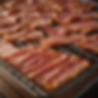 A perfectly crisp tray of oven-cooked bacon on a rack, showcasing the desired texture.