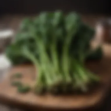 Fresh Harvested Broccolini Freshly harvested broccolini with a rustic background
