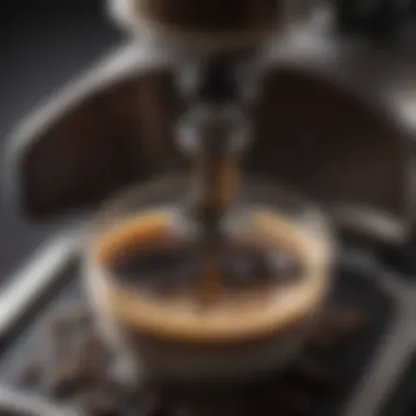 Close-up of the innovative brewing mechanism of Palmpress coffee press