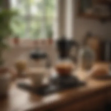 A cozy coffee setup featuring the Palmpress coffee press with freshly brewed coffee