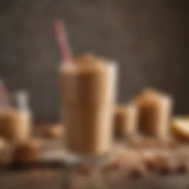 Refreshing Peanut Butter Smoothie A refreshing glass of peanut butter smoothie set against a rustic background
