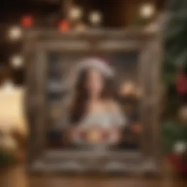 Personalized Photo Frame Keepsake A personalized photo frame holding a cherished memory, surrounded by holiday decor.