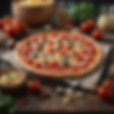 Fresh Ingredients for a Unique Recipe Close-up of ingredients for pizza pasta, including tomatoes, cheese, and spices