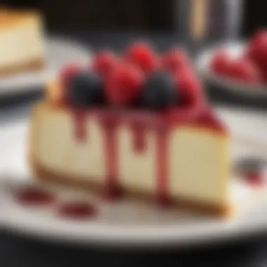 Indulgent Cheesecake Slice Delicious slice of rich cheesecake with a berry topping