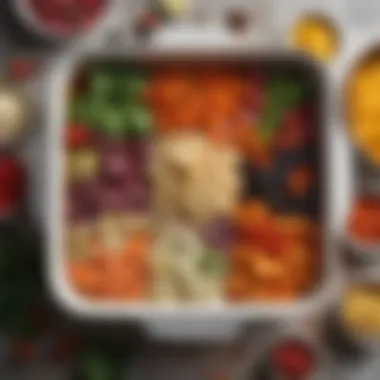 Artistry of Ingredients for Culinary Creations Assorted colorful ingredients ready to be placed in a casserole dish