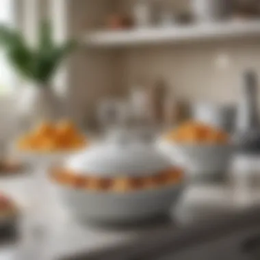 Aesthetic Appeal of Porcelain in Kitchen Decor Stylish kitchen showcasing porcelain casserole dishes on display
