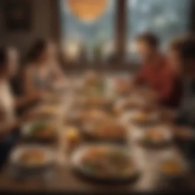 Relaxed Dining Atmosphere A relaxed dining atmosphere with friends enjoying dinner together