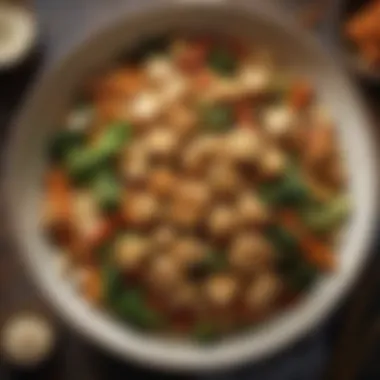 Vibrant Tofu Stir-Fry Creation An enticing bowl of stir-fried tofu and vegetables, showcasing a medley of colors and textures.