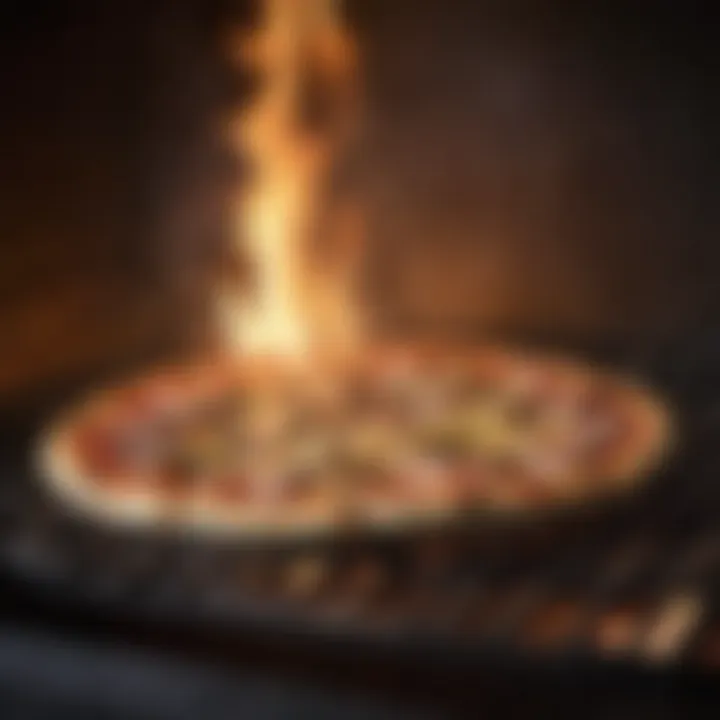 Sizzling pizza slice in oven