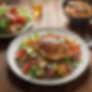 Grilled Chicken with Fresh Vegetables Salad A beautifully plated salad featuring grilled chicken and fresh vegetables.