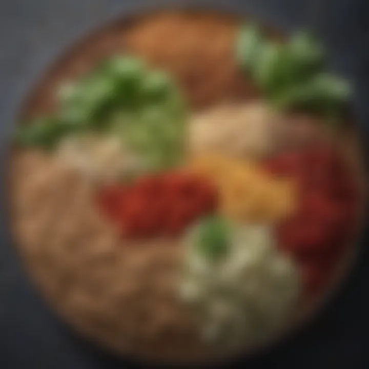 A close-up of nutrient-dense ingredients such as quinoa, beans, and seeds.