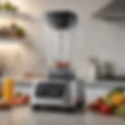 Close-up view of a self-cleaning blender with a sleek design