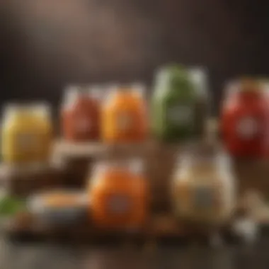 Gourmet Soup Varieties An assortment of gourmet soups displayed in glass jars