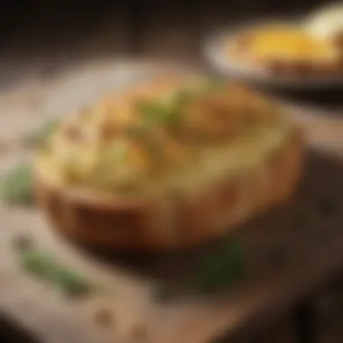 Golden garlic bread with herbs and melted cheese