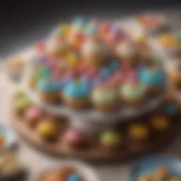 Colorful Easter dessert platter featuring cupcakes and cookies