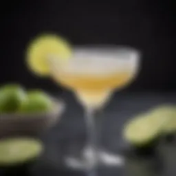 A vibrant skinny margarita garnished with a lime slice and salt rim