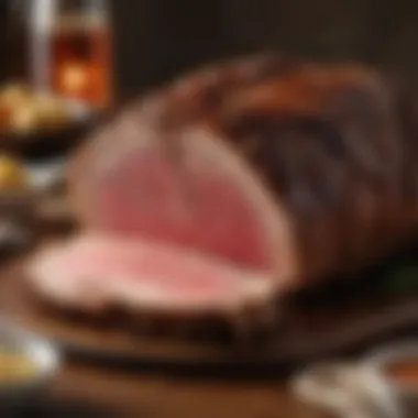 Sliced Bone-In Prime Rib Ready to Enjoy A beautifully sliced bone-in prime rib roast showcasing its tenderness and rich color.