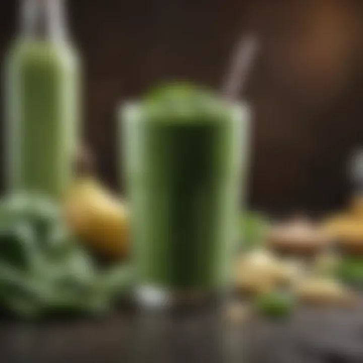 A delicious smoothie filled with spinach, banana, and protein powder