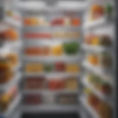 Organized Freezer Interior Close-up of a clean freezer interior showcasing organized food items