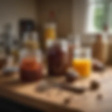 A set of various jar-opening tools displayed on a kitchen countertop.