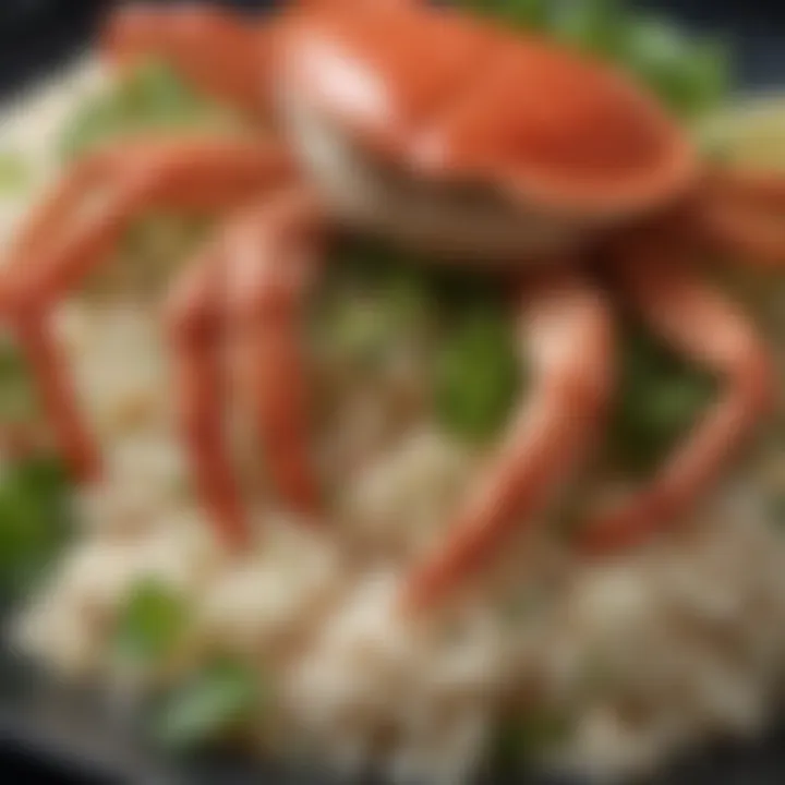 A close-up of succulent crab meat with rich flavors