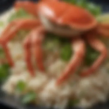 Close-Up of Succulent Crab Meat A close-up of succulent crab meat with rich flavors