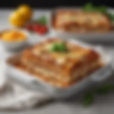 Showcasing Delicious Layers in the Sur la Table Lasagna Pan Elegant lasagna pan showcasing a rich, cheesy lasagna layered with fresh ingredients