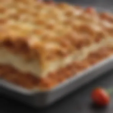 Close-up of the durable material used in the Sur la Table lasagna pan, highlighting its quality