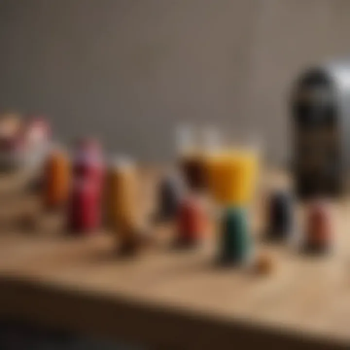 A selection of sustainable Nespresso K Pods displayed on a wooden table.