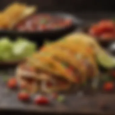 A variety of ingredients set out for creating delicious filled tacos.