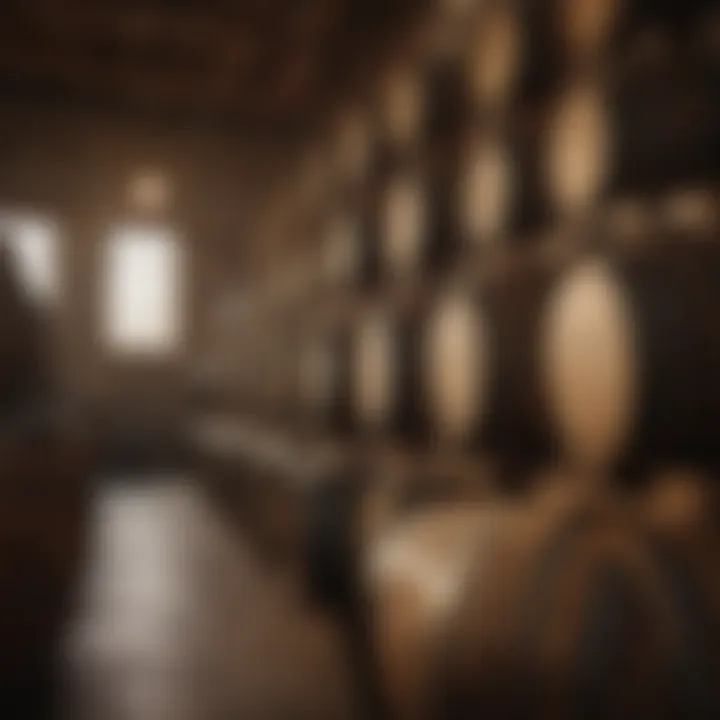 Barrels used for aging añejo tequila in a rustic distillery setting