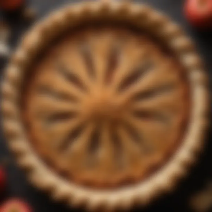 An elegantly crafted pie crust adorned with intricate patterns