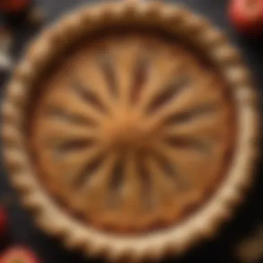 Perfectly Crafted Pie Crust: Art Meets Science An elegantly crafted pie crust adorned with intricate patterns