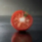 A perfectly sliced tomato showcasing its vibrant color and texture.