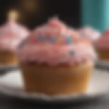 Close-up of a beautifully decorated cupcake showcasing intricate frosting techniques