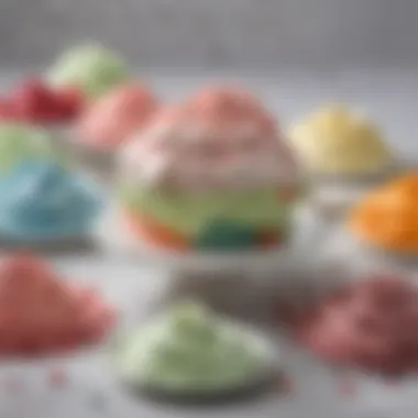 Food Color Palette and Whipped Frosting A palette of food colors beside freshly whipped frosting ready for application