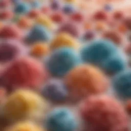 A vibrant array of colored frostings displayed in an artistic formation