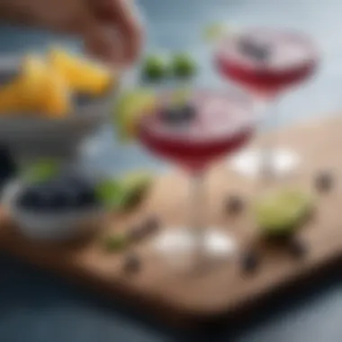 A delectable spread of food pairings that complement blueberry margaritas