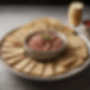 Artful Arrangement of Crackers and Tuna Spread Assorted crackers artfully arranged alongside a bowl of tuna spread